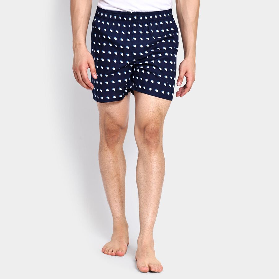 Men's 100% Cotton Boxers , Navy Blue, large